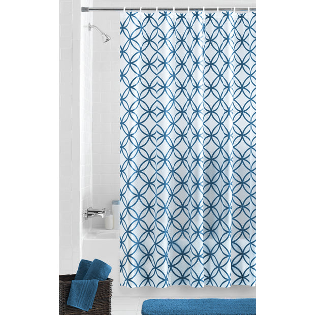 Hadley Blue Waterproof PEVA Shower Curtain