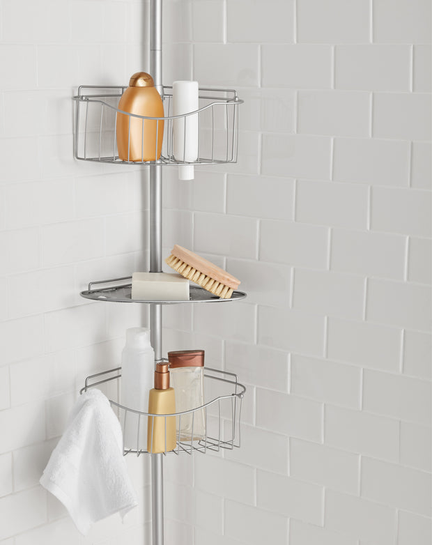 Tension Pole Shower Caddy, Satin Nickel