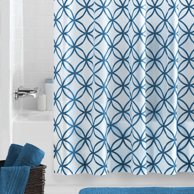 Hadley Blue Waterproof PEVA Shower Curtain
